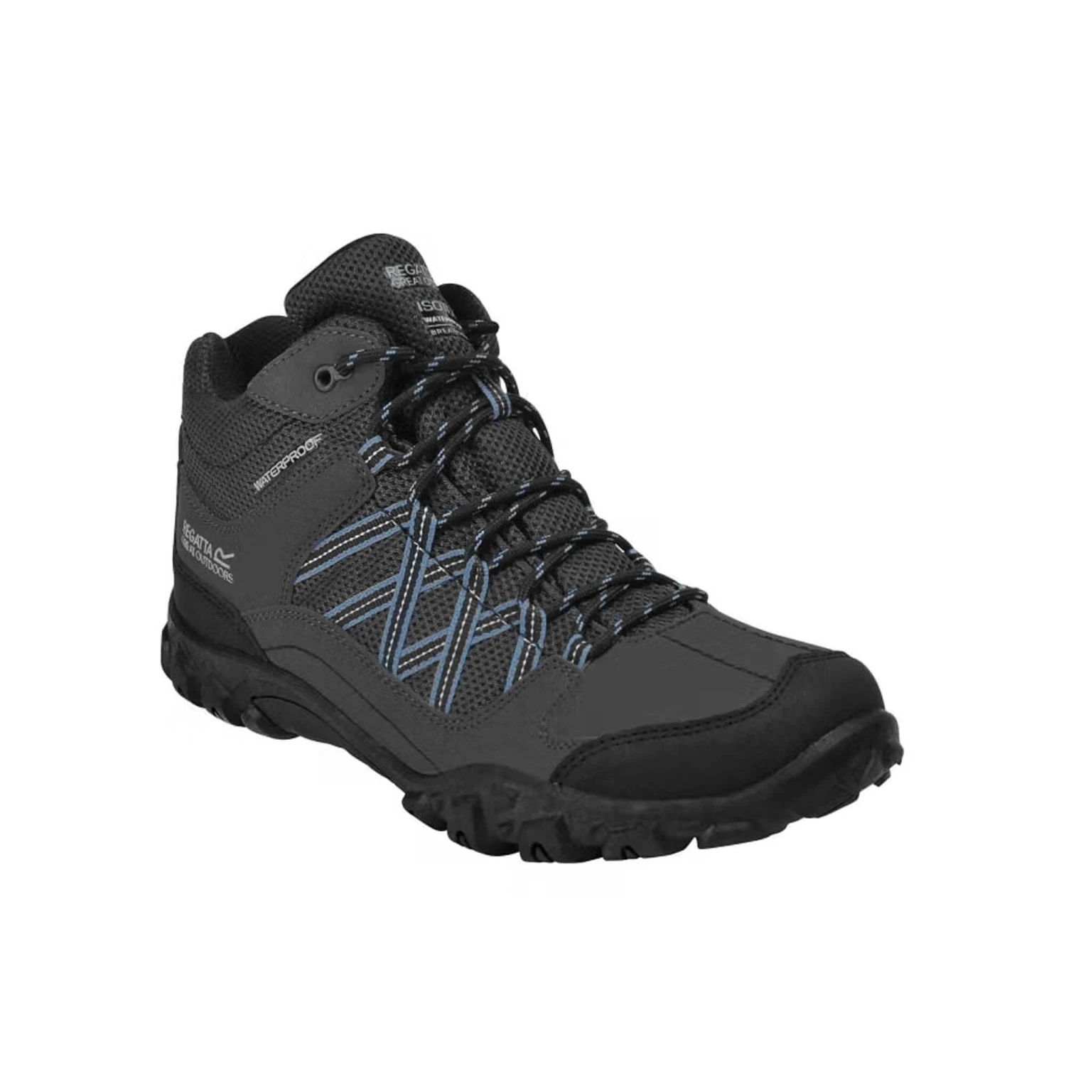 Regatta Mens Edgepoint Mid Waterproof Hiking Shoes (Black/Granite) 12 Regatta Mens Edgepoint Mid Waterproof Hiking Shoes (Black/Granite) - Image 10