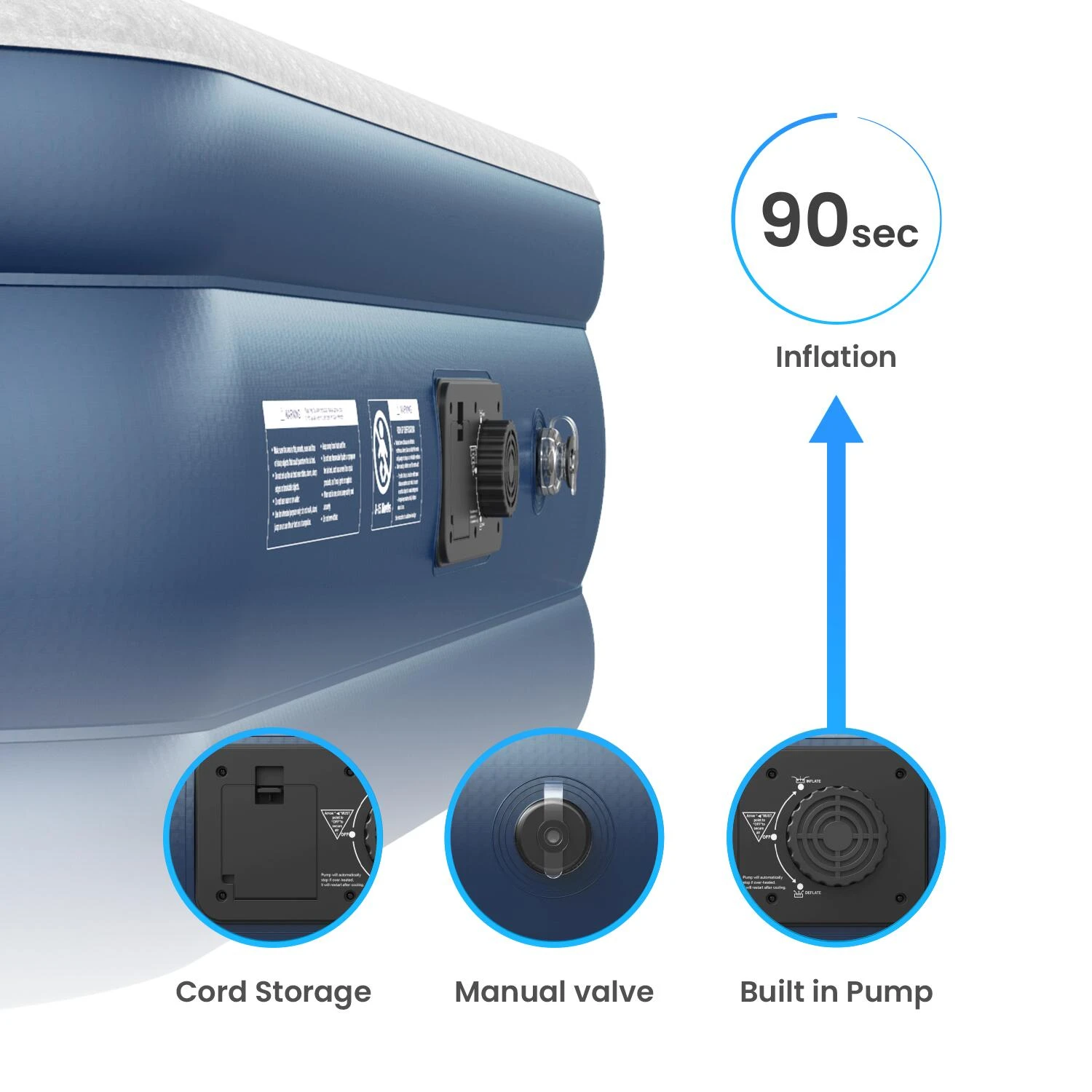 Single Comfort Air Bed – Grey/Navy 4 Single Comfort Air Bed – Grey/Navy - Image 2