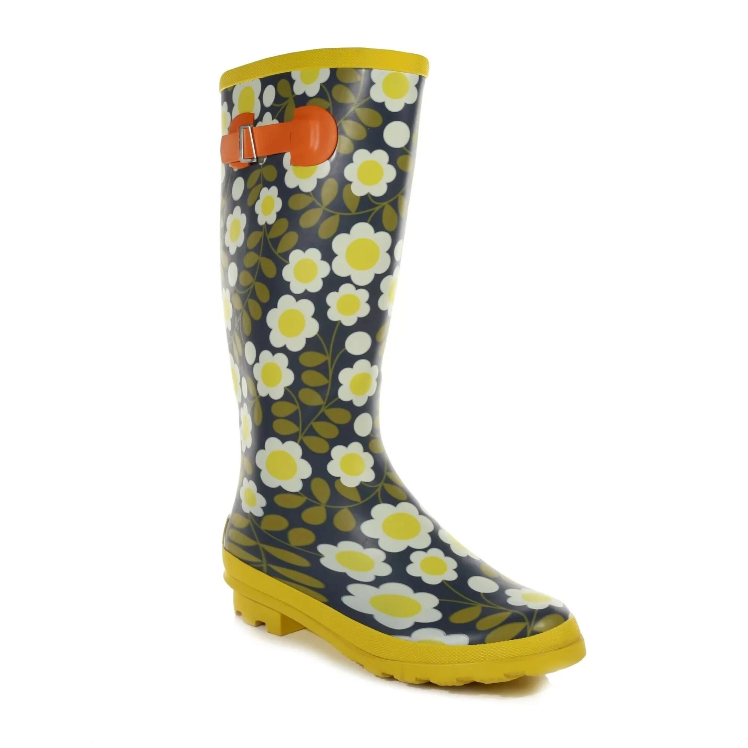 Regatta Womens/Ladies Orla River Floral Wellington Boots (Black/Yellow/Green) 3 Regatta Womens/Ladies Orla River Floral Wellington Boots (Black/Yellow/Green)