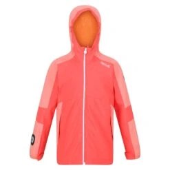 Regatta Childrens/Kids Rayz Waterproof Jacket (Neon Peach/Fusion Coral)