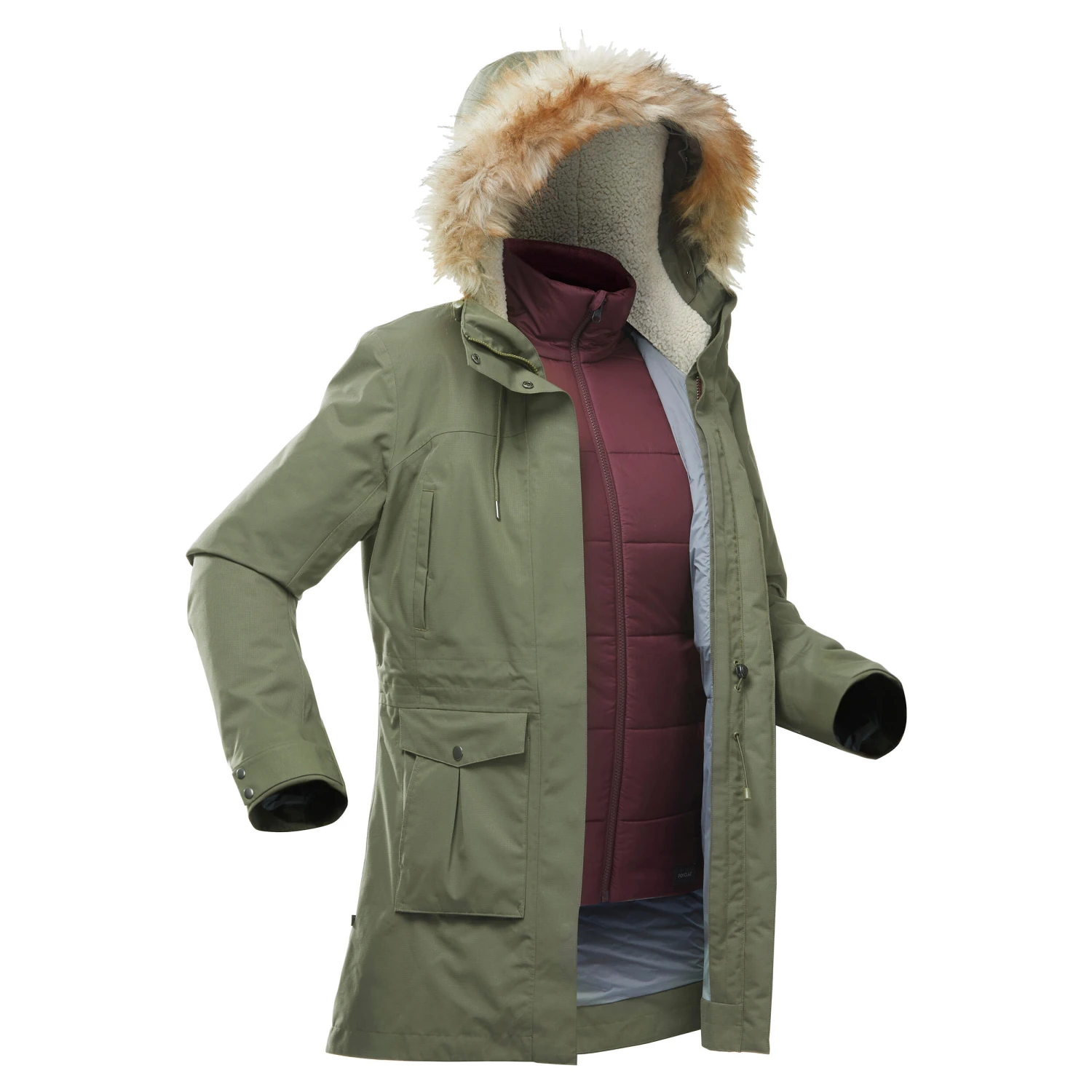 Women's 3-in-1 Waterproof Travel Trekking Jacket - Travel 900 Warm -15° 4 Women's 3-in-1 Waterproof Travel Trekking Jacket - Travel 900 Warm -15° - Image 2