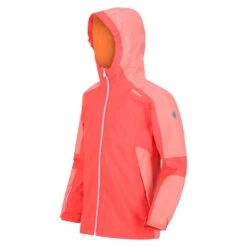 Regatta Childrens/Kids Rayz Waterproof Jacket (Neon Peach/Fusion Coral) -Outdoor Equipment Store k9647a568eb035dfd43af098bc86c80d0