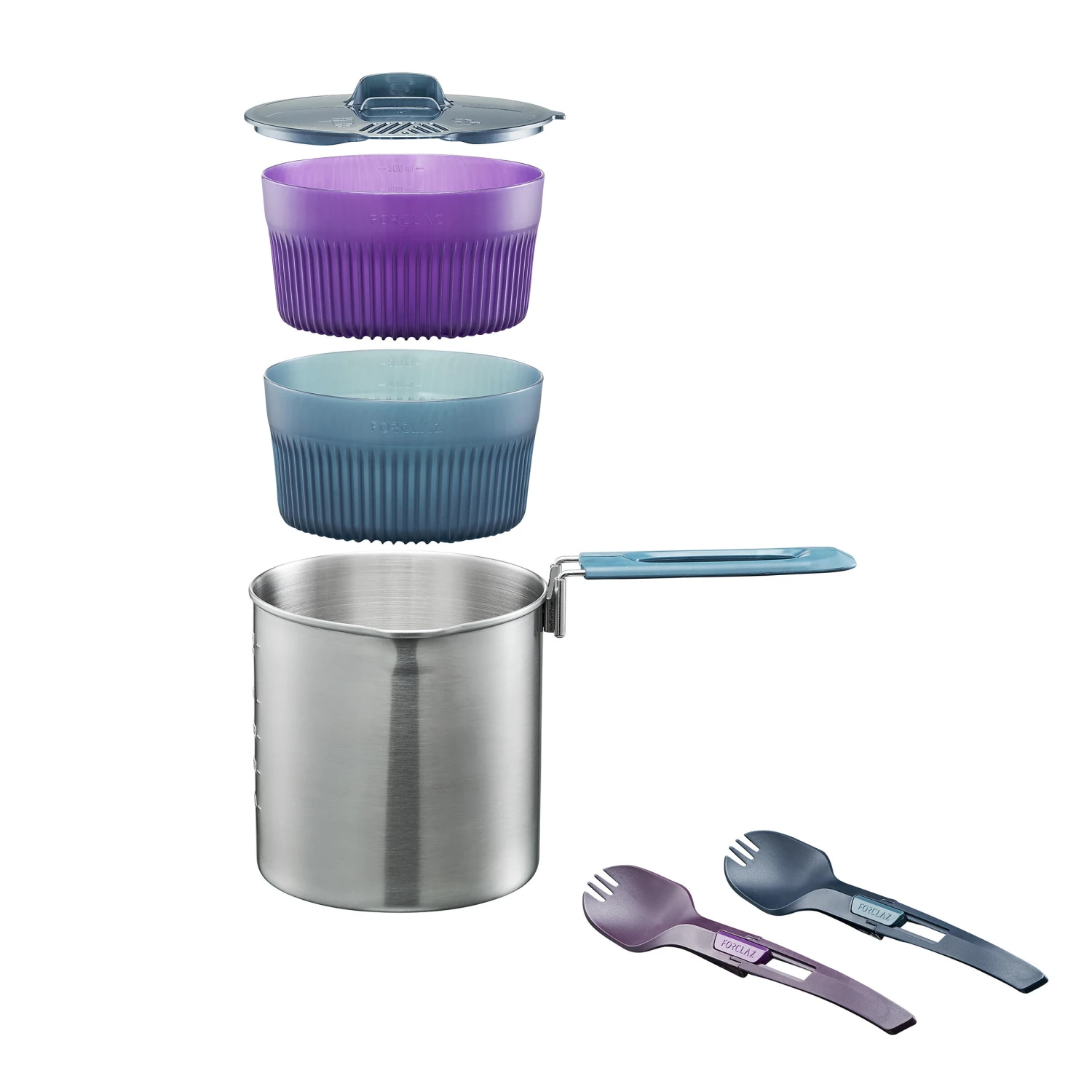 Stainless Steel 2 Person Cooking Set 1.6L 3 Stainless Steel 2 Person Cooking Set 1.6L