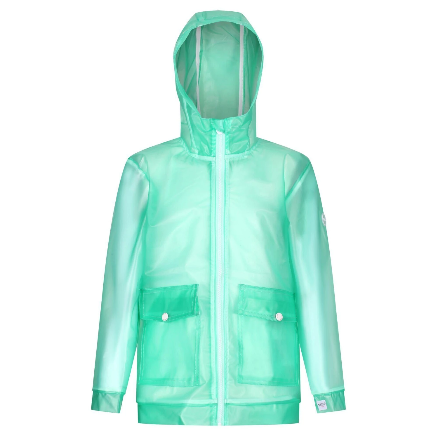 Regatta Childrens/Kids Hallow Transparent Hooded Waterproof Jacket (Ice Green) 3 Regatta Childrens/Kids Hallow Transparent Hooded Waterproof Jacket (Ice Green)