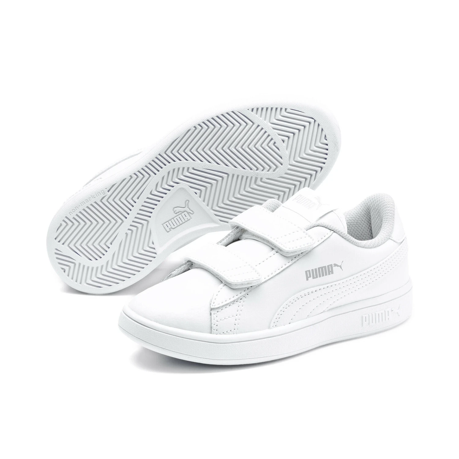 PUMA Kids Smash V2 Trainers Running Shoes - White 3 PUMA Kids Smash V2 Trainers Running Shoes - White