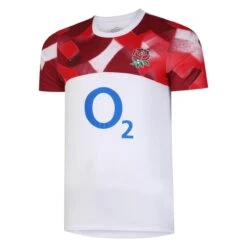 UMBRO England Rugby Mens 22/23 Warm Up Jersey (Brilliant White/Fiery Red/Jester Red)