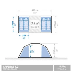 Quechua 4 Man Blackout Tent With Poles - Arpenaz 4.2 F&B -Outdoor Equipment Store kde6e6c781c7bb70dac0eeeba1a5ae92a