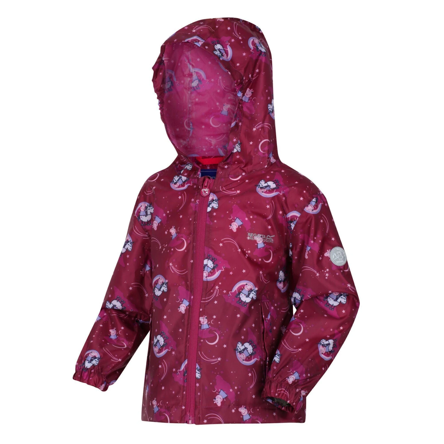Regatta Childrens/Kids Peppa Pig Packaway Waterproof Jacket (Raspberry Radiance) 4 Regatta Childrens/Kids Peppa Pig Packaway Waterproof Jacket (Raspberry Radiance) - Image 3